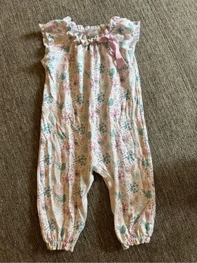 Feather Baby Pima Cotton Bird Floral Jumpsuit 6-9M